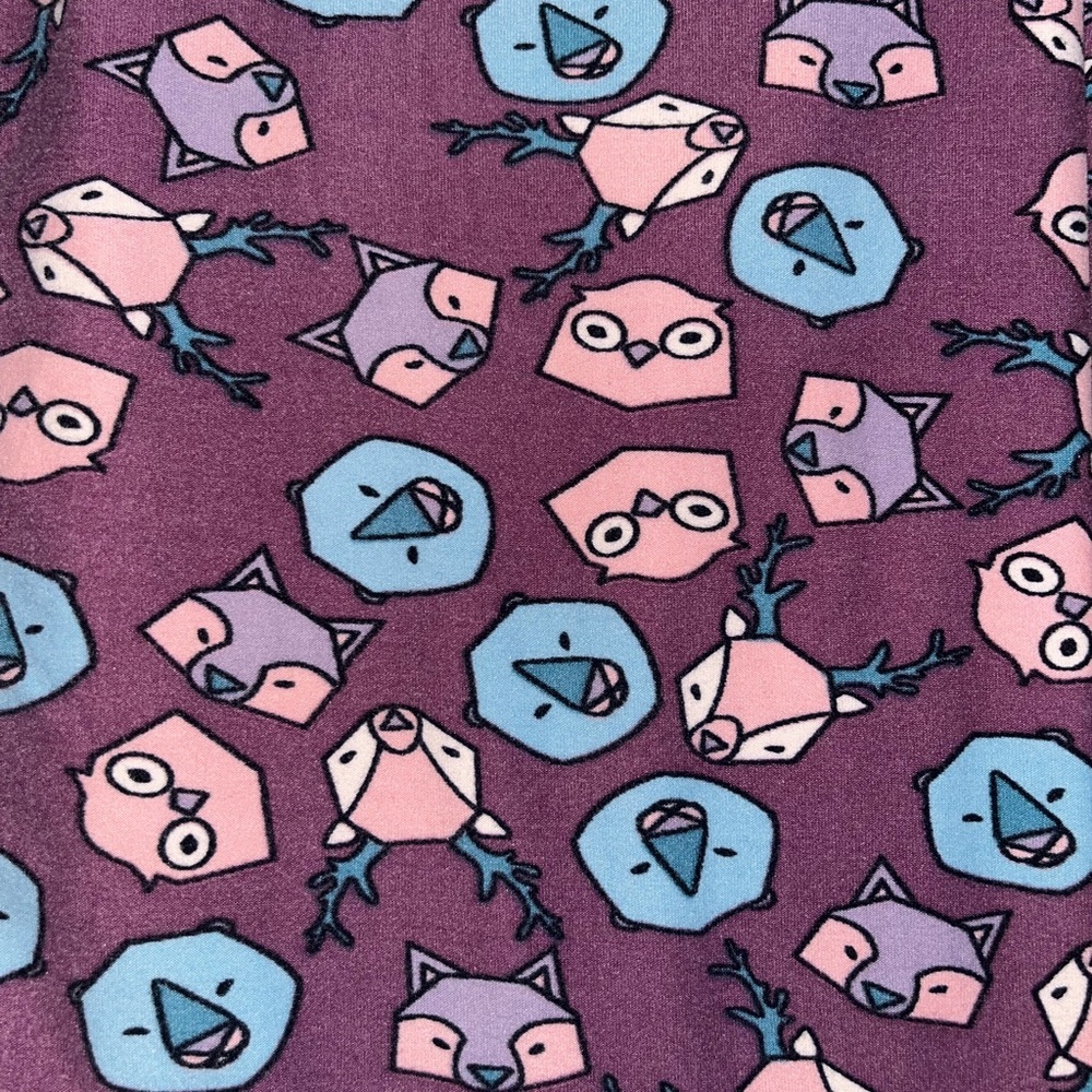 LuLaRoe Leggings with Purple and Blue woodland Pattern - Picture 3 of 4